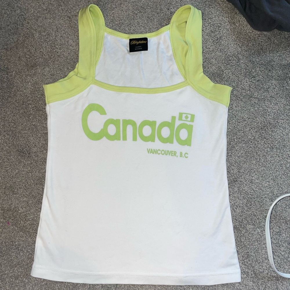 🚨SOLD🚨 White and light green Canada baby tee/tank